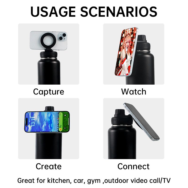 High Quality Sports Magsafe water bottle Stainless Steel Vacuum Flasks Insulated water bottle Magnetic Phone Holder