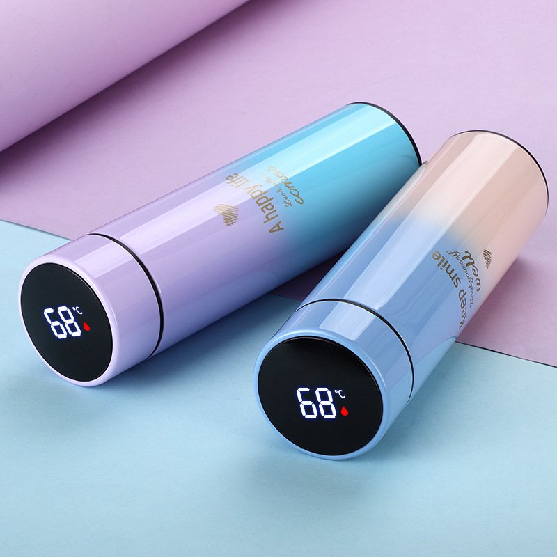 500ml/17OZ Cheap led intelligent temperature measuring water bottle 304 stainless steel thermal insulation cup Thermometer mug