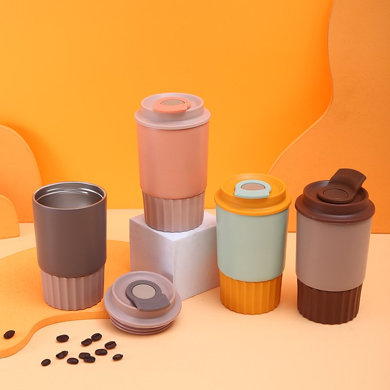 Custom Logo New 304 Stainless Steel Vacuum Coffee Cup Without Handgrip 360ml Portable Thermos Insulated Straight Mug