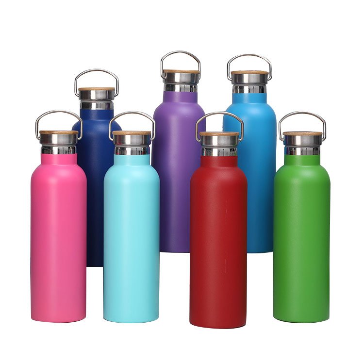 customize powdered coated sport flask water bottle double wall stainless steel vacuum Middle Mouth water bottle