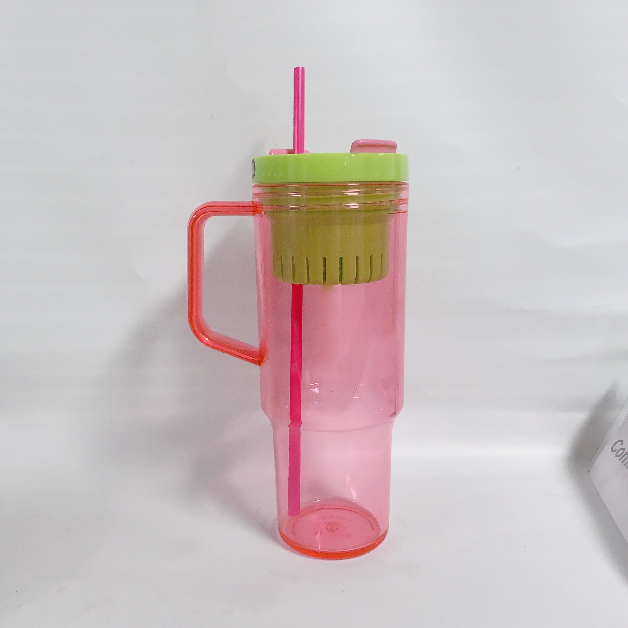 40oz Plastic Mug PCTG Drinking Cup Reusable Iced Coffee Acrylic Tumbler Fits In Cup Holder With lid & Straw
