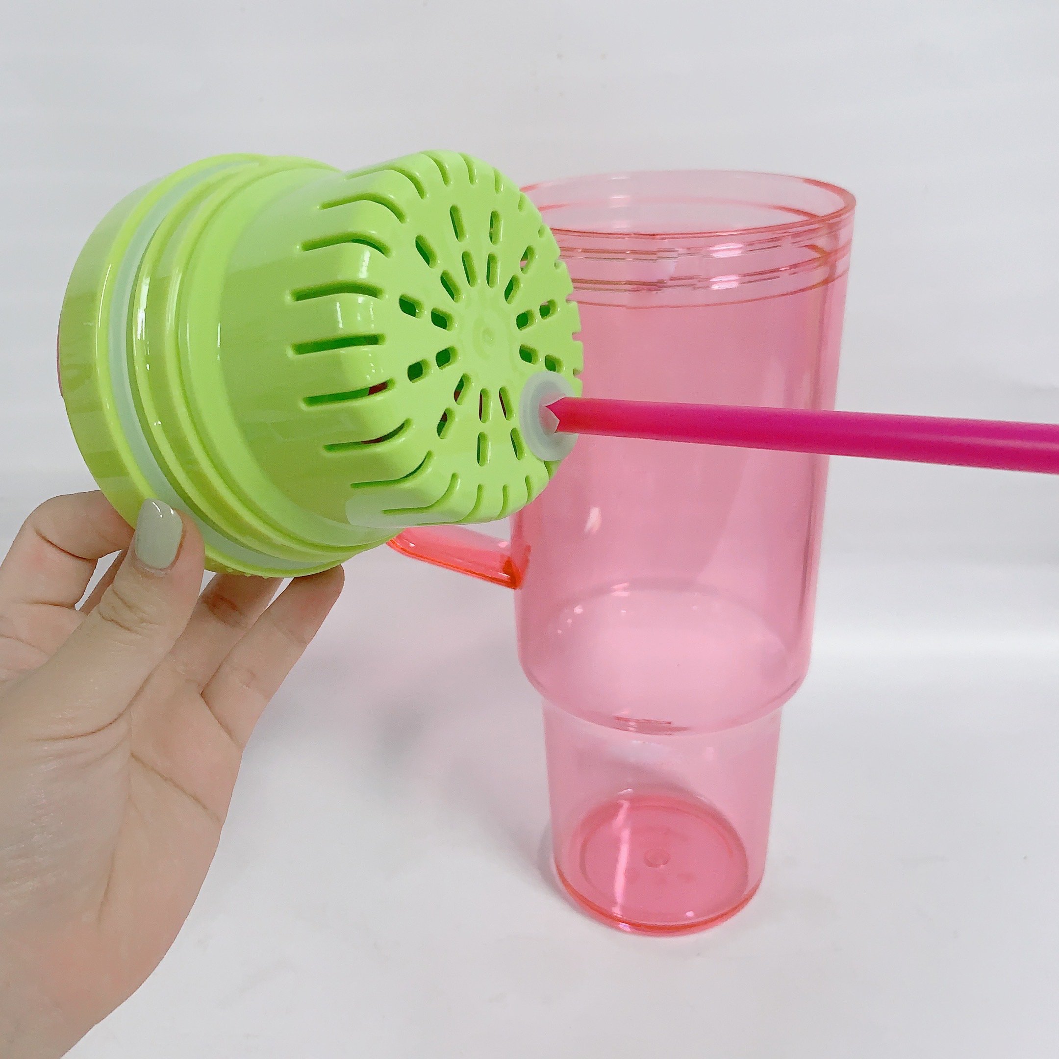 40oz Plastic Mug PCTG Drinking Cup Reusable Iced Coffee Acrylic Tumbler Fits In Cup Holder With lid & Straw