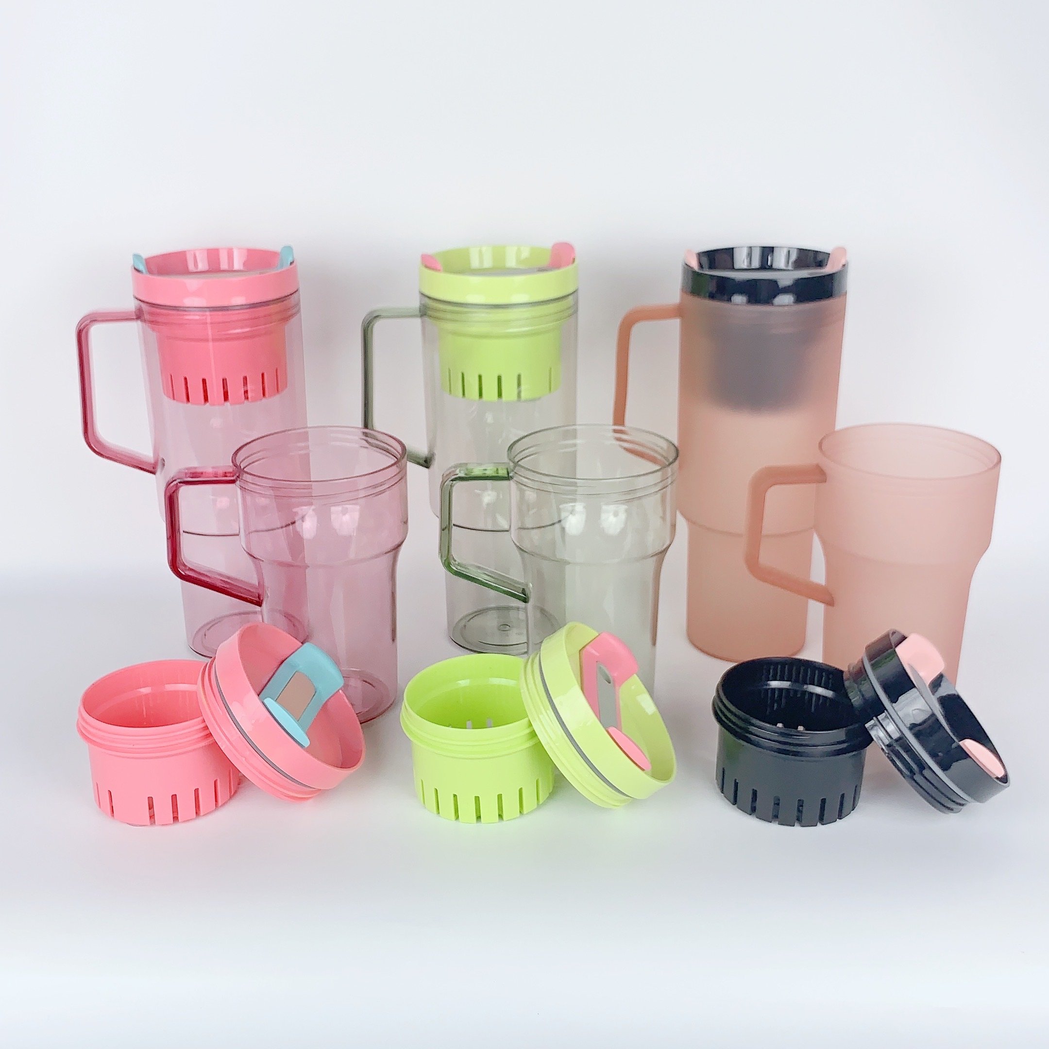 40oz Plastic Mug PCTG Drinking Cup Reusable Iced Coffee Acrylic Tumbler Fits In Cup Holder With lid & Straw