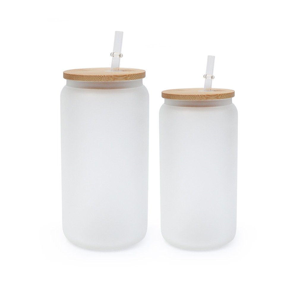 us warehouse stocked 12oz 16oz 25oz sublimation blanks beer mug drinking glasses glass can cups with bamboo lids and straws