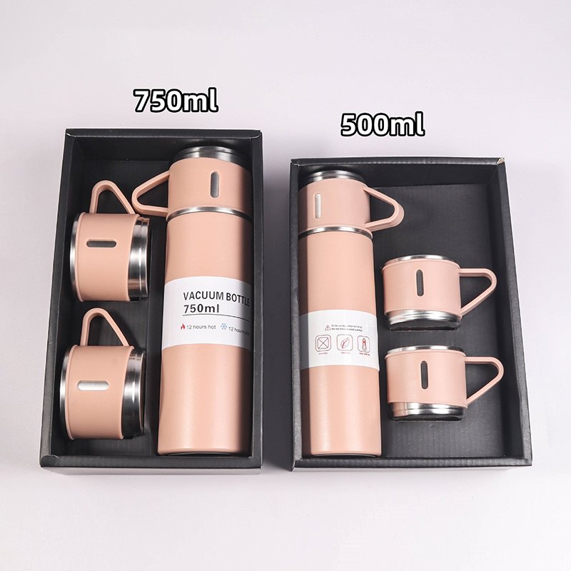 New 750ML Stainless Steel Vacuum bottle Gift Set 3 In 1 set of Thermos Mug Leak_Proof Travel Thermo Cup for Tea Water Coffee