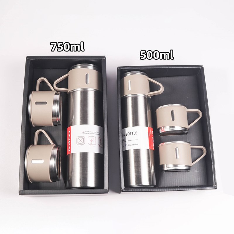 New 750ML Stainless Steel Vacuum bottle Gift Set 3 In 1 set of Thermos Mug Leak_Proof Travel Thermo Cup for Tea Water Coffee