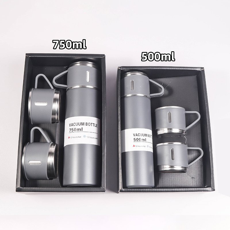 New 750ML Stainless Steel Vacuum bottle Gift Set 3 In 1 set of Thermos Mug Leak_Proof Travel Thermo Cup for Tea Water Coffee