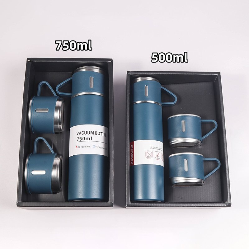 New 750ML Stainless Steel Vacuum bottle Gift Set 3 In 1 set of Thermos Mug Leak_Proof Travel Thermo Cup for Tea Water Coffee