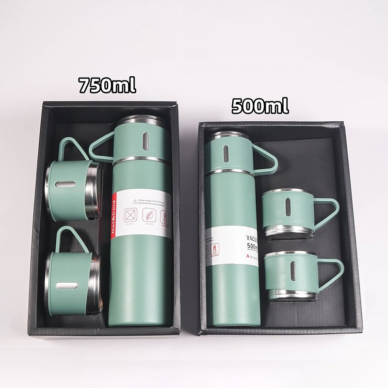 New 750ML Stainless Steel Vacuum bottle Gift Set 3 In 1 set of Thermos Mug Leak_Proof Travel Thermo Cup for Tea Water Coffee