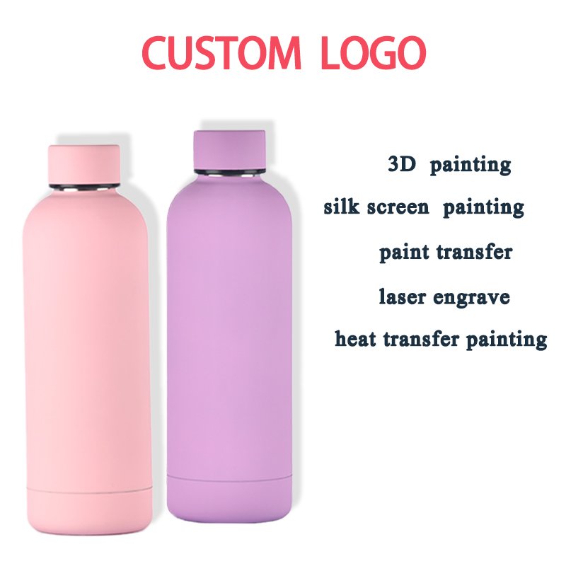 Custom Logo Double Wall Vacuum Insulated Bottles Small Mouth 350ML 500ml 750ML Small Mouth Stainless Steel Water Bottle