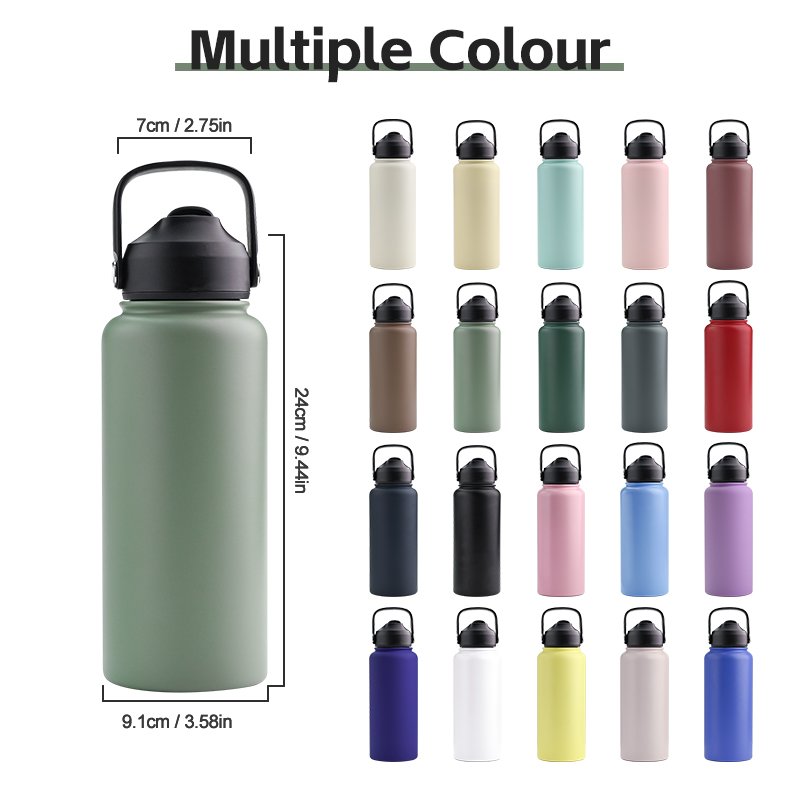 Custom Logo Stainless Steel Double Wall Vacuum Gym Sport Drink Bottle with Thermal Cap Water Vacuum Flask