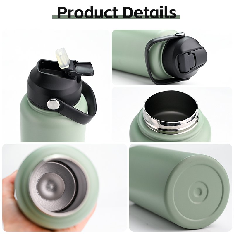 Custom Logo Stainless Steel Double Wall Vacuum Gym Sport Drink Bottle with Thermal Cap Water Vacuum Flask
