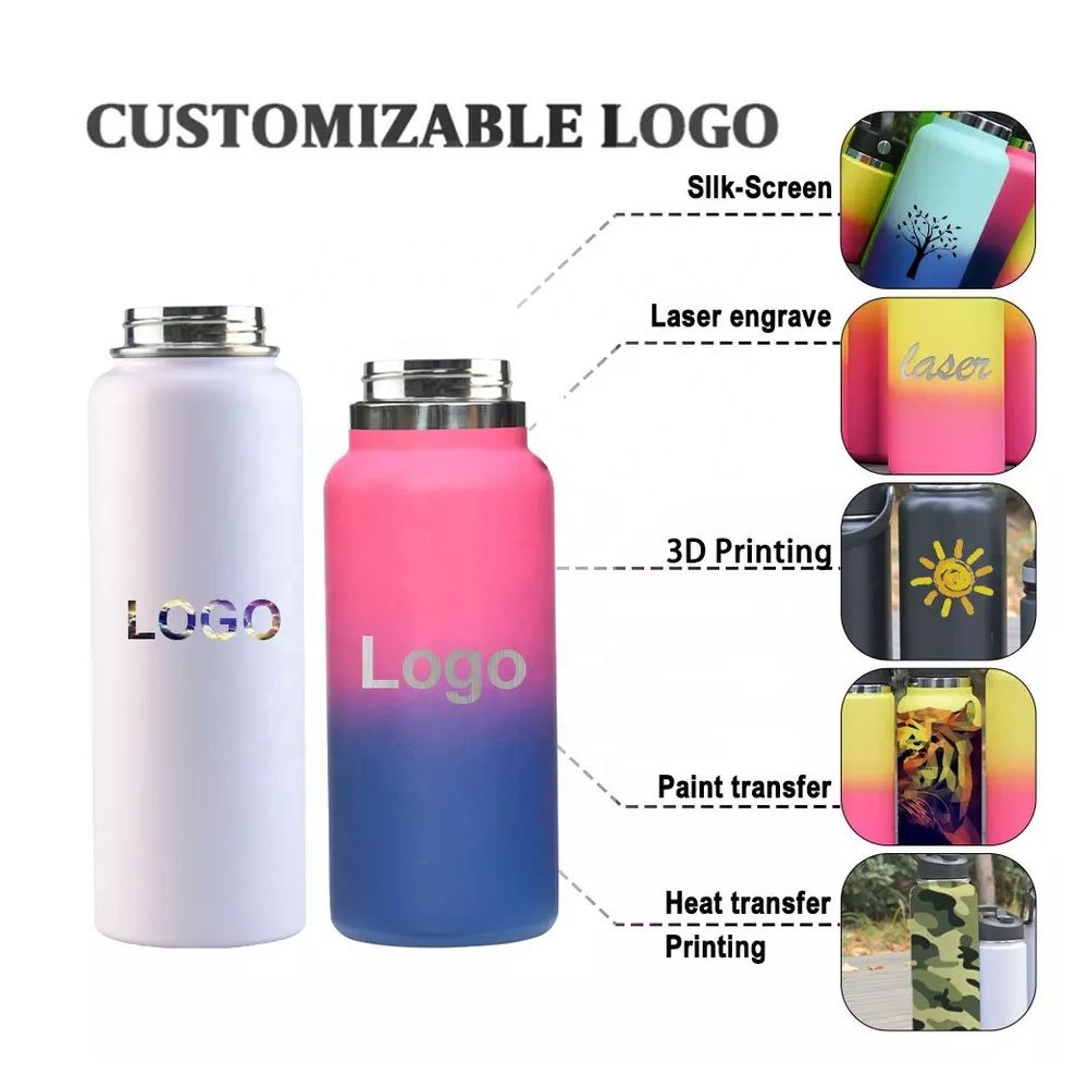 Custom Logo Stainless Steel Double Wall Vacuum Gym Sport Drink Bottle with Thermal Cap Water Vacuum Flask