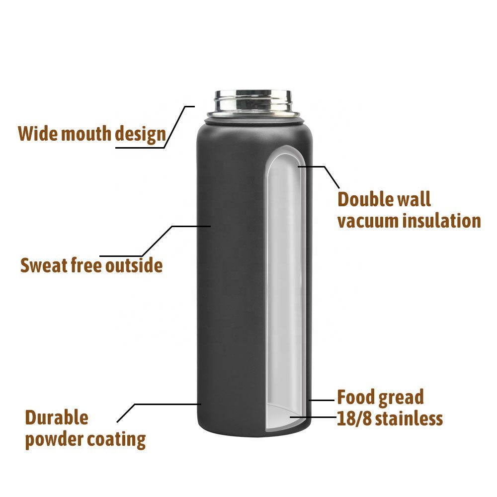 Custom Logo Stainless Steel Double Wall Vacuum Gym Sport Drink Bottle with Thermal Cap Water Vacuum Flask