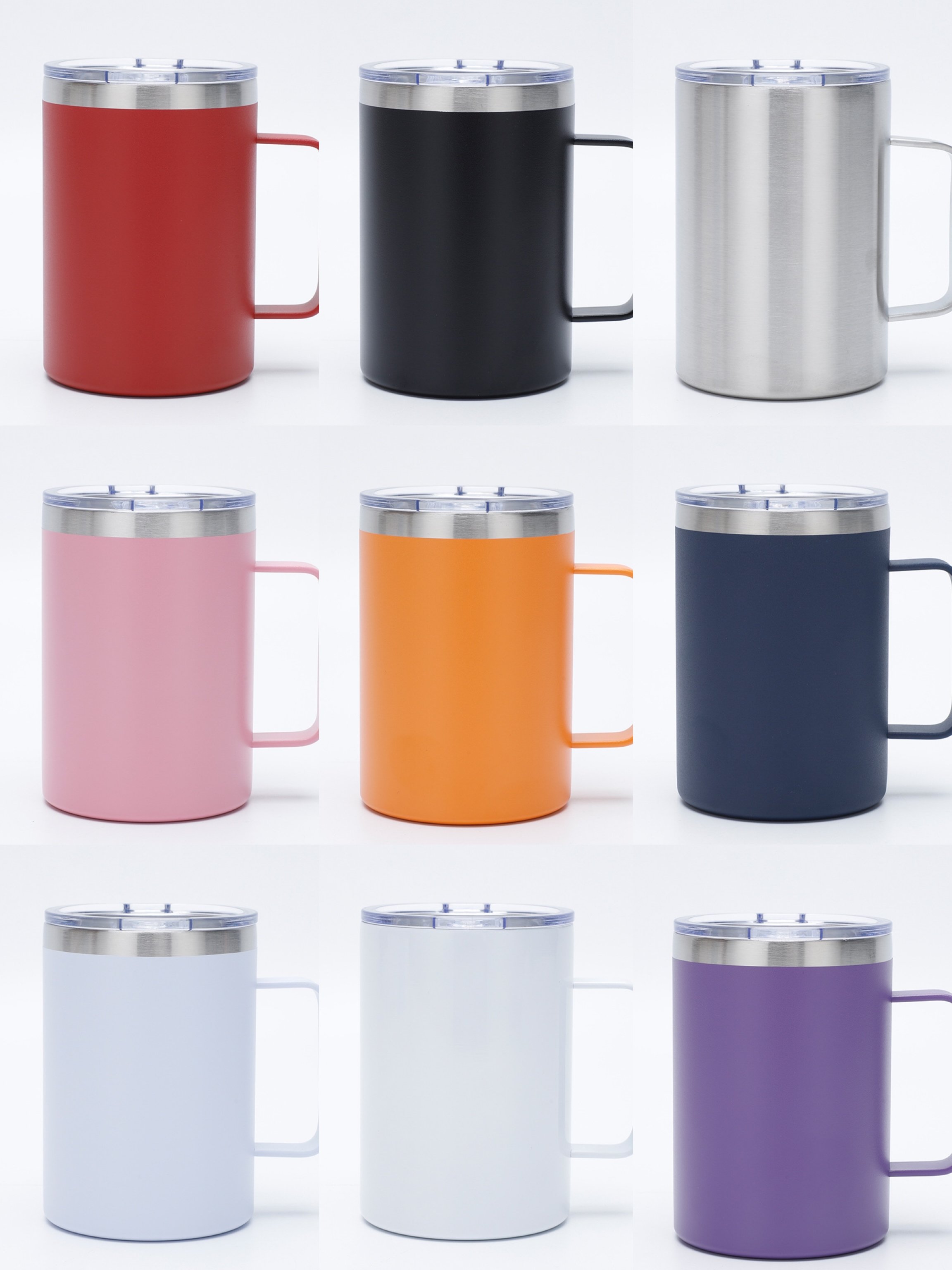 Popular 16oz Double Wall Vacuum Stainless Steel Insulated Travel Mug BPA-Free Coffee Cup Modern Handle Design Water Coffee Go