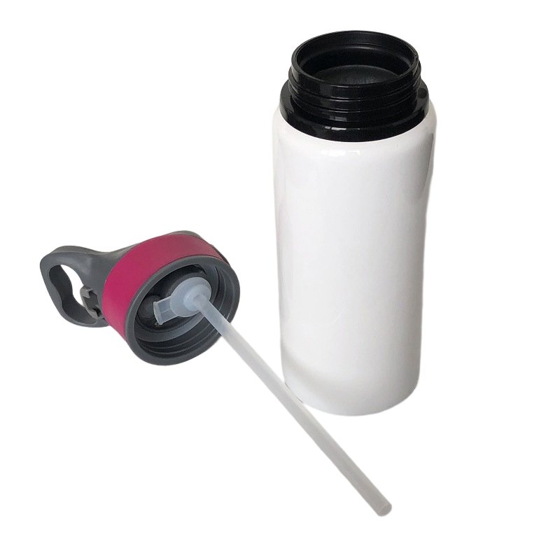 600ML White Blank Sublimation Aluminum Sports Water Bottle with Silicone Nozzle