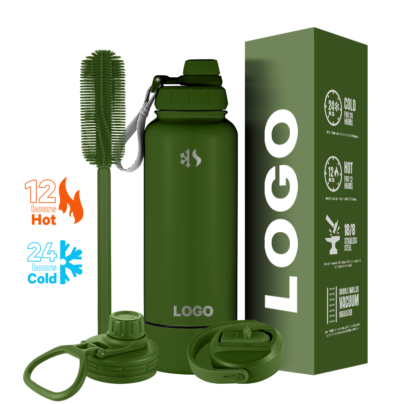 stainless steel insulated vacuum flasks with wide mouth water bottle 32oz 40oz stainless steel sports bottle