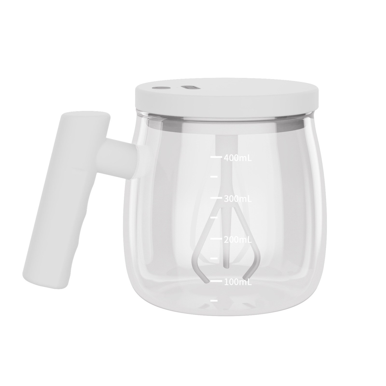 2024 Automatic Magnetic Stirring Coffee Mug Glass Mixing Coffee Tumbler Battery Milk Shake Cup With Wood Handle