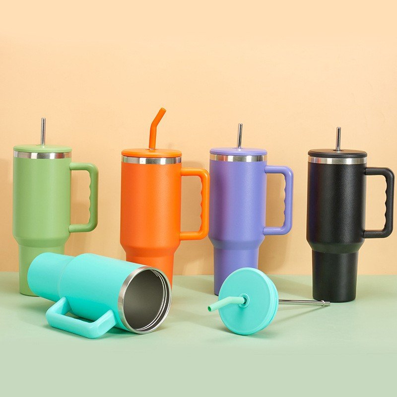 Adventure Reusable 40 oz stainless steel double wall vacuum travel water bottle 40oz insulated tumbler with straw lid and handle