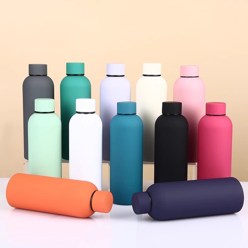 custom aluminium spray logo printing 750ml portable drinking stainless steel hot water bottle water bottles with logo