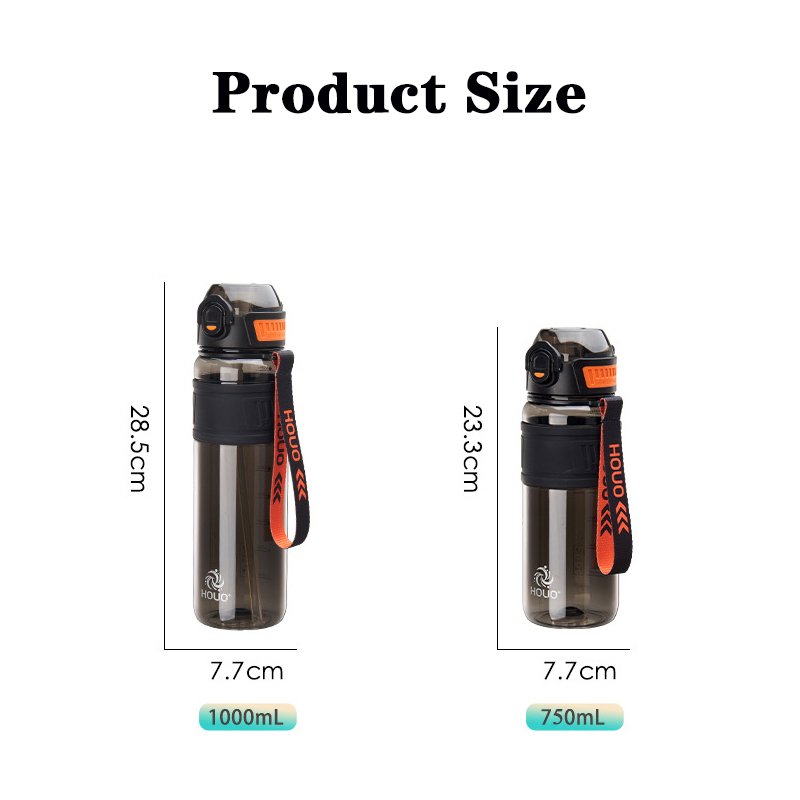 Wholesale 1000ml 750ml Black White BPA Free Plastic Sport Water Bottles Clear PC Reusable Water Bottles For Kids