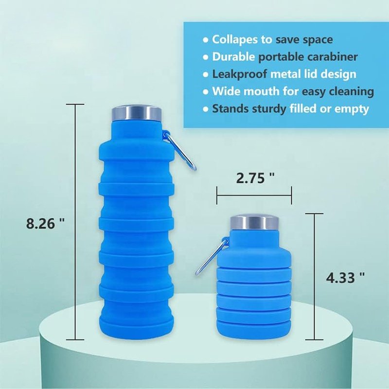Lightweight Portable Silicone Travel Water Bottles Jug Reusable Flexible Collapsible Foldable Water Bottle