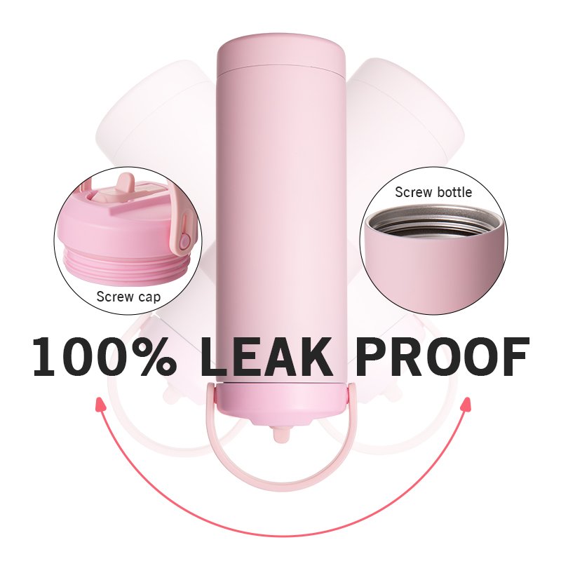 OEM Custom Double Wall Vacuum Flask Insulated Sport Stainless Steel Water Bottle with Handle and Flip Lids