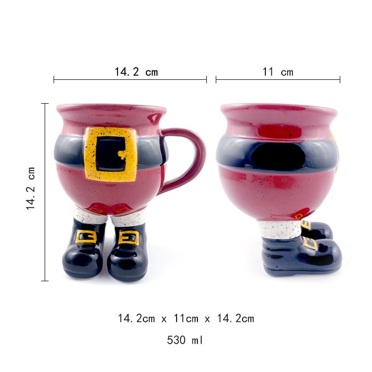 Christmas Santa Claus Feeted 3D Mug With Black Speckles Wholesale Handpainting Dolomite Santa 18OZ Coffee Mug