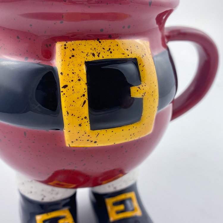Christmas Santa Claus Feeted 3D Mug With Black Speckles Wholesale Handpainting Dolomite Santa 18OZ Coffee Mug