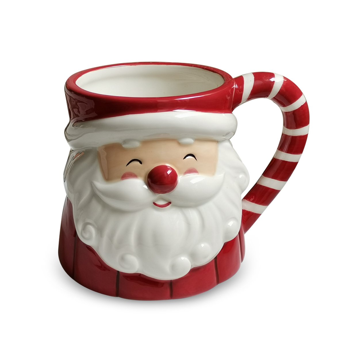 Christmas Santa Claus Feeted 3D Mug With Black Speckles Wholesale Handpainting Dolomite Santa 18OZ Coffee Mug