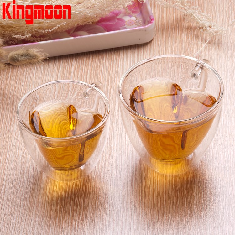 Heart Shaped Double Wall Glass Insulated Tea Coffee Cup Eco-Friendly Clear Glass Mugs High Thermal Customizable Logo Gift