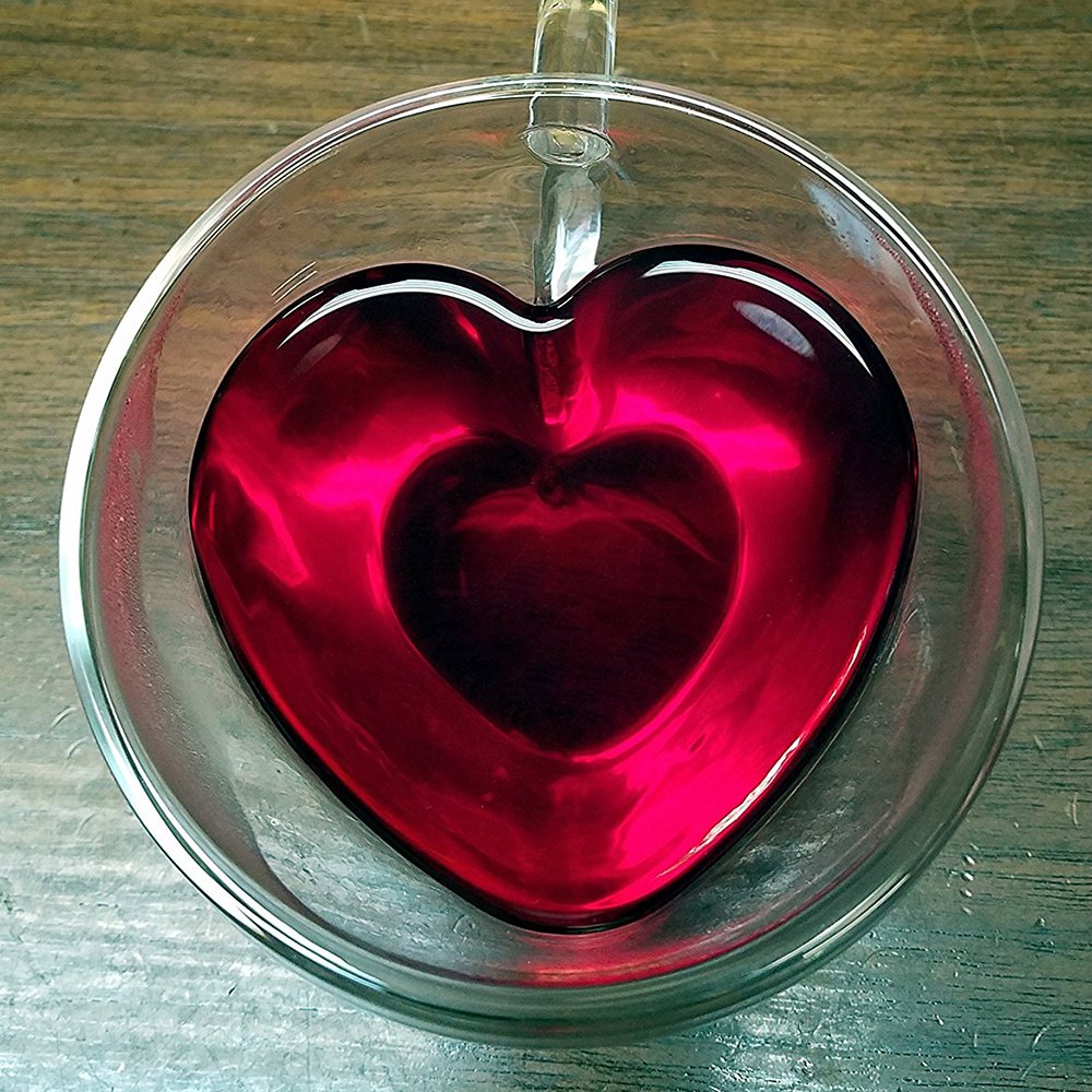 Heart Shaped Double Wall Glass Insulated Tea Coffee Cup Eco-Friendly Clear Glass Mugs High Thermal Customizable Logo Gift