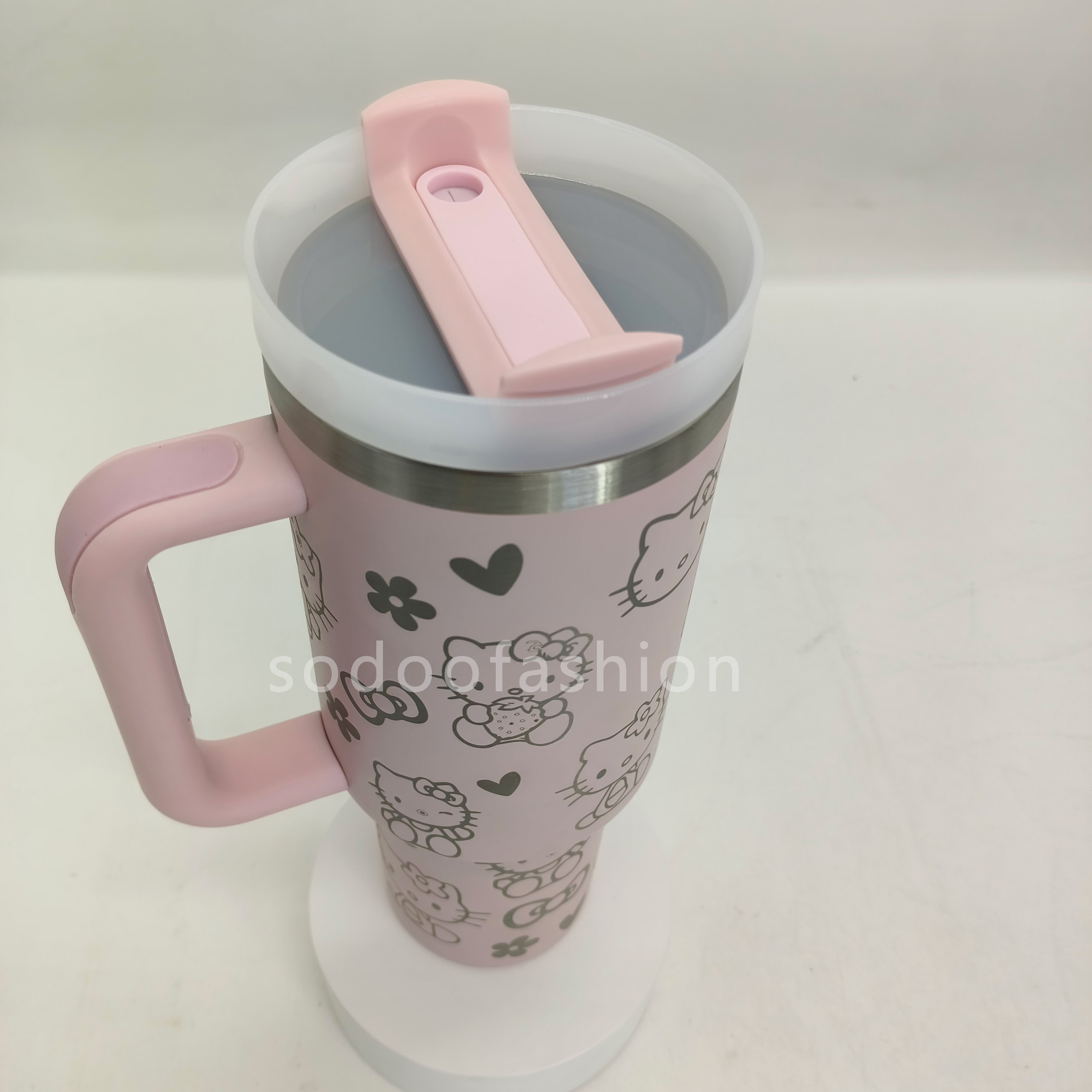 2024 wholesale hot selling 40 oz car ice mug stainless steel custom engraved glass mug with handle and spout cover car mug