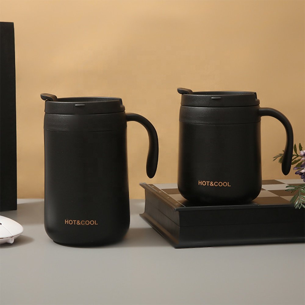 Portable 500ML Sublimation 18/8 Stainless Steel Double Wall Vacuum Insulated Thermal Travel Coffee Mug with Handle