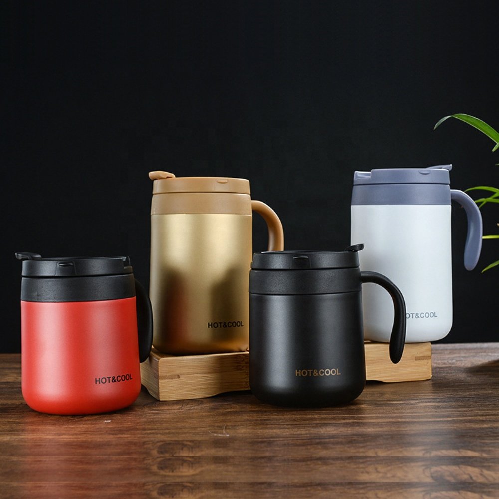Portable 500ML Sublimation 18/8 Stainless Steel Double Wall Vacuum Insulated Thermal Travel Coffee Mug with Handle