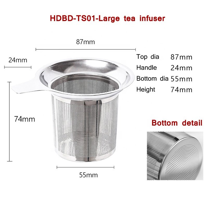 Tea Steeper Fine Mesh Filter 304 Stainless Steel Strainer Kitchen Accessories Metal Tea Infuser Basket For Loose Leaf Tea