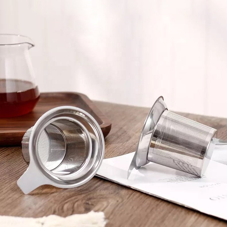 Tea Steeper Fine Mesh Filter 304 Stainless Steel Strainer Kitchen Accessories Metal Tea Infuser Basket For Loose Leaf Tea