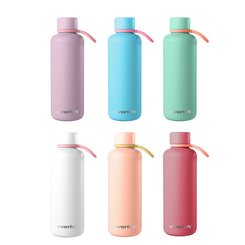 Everich ODM Design 350ml 500ml BPA Free Vacuum Stainless Steel Double Walled Insulated Water Flask with silicone handle