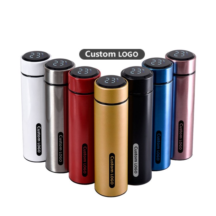 business Smart Touch Temperature Display Water Bottles With Logo Display Travel Mug Vacuum Flask Smart Coffee Tumbler