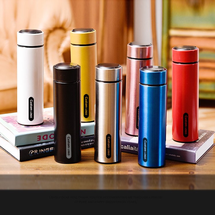 business Smart Touch Temperature Display Water Bottles With Logo Display Travel Mug Vacuum Flask Smart Coffee Tumbler