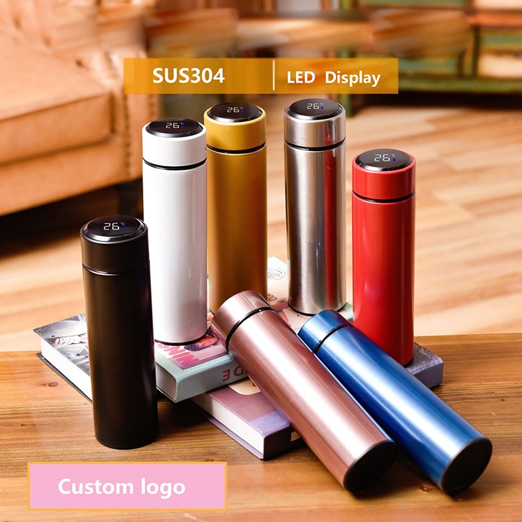 business Smart Touch Temperature Display Water Bottles With Logo Display Travel Mug Vacuum Flask Smart Coffee Tumbler