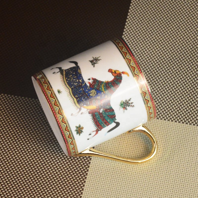 Ceramic vintage horse coffee mugs custom design porcelain tea mugs with gift box