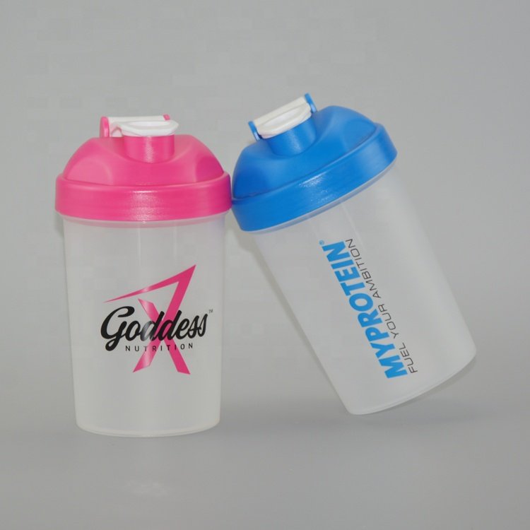 custom 400ml protein powder shaker bottle plastic fitness shaker cups PP wholesale mixer gym water bottles blender bottle