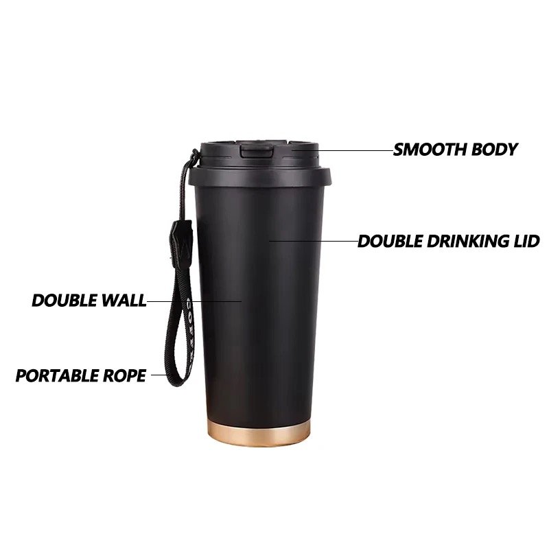 Custom Wholesale Eco-friendly Reusable Stainless Steel Insulated Double Wall Vacuum Mug Thermal Cup 18oz Coffee Mug With Straw