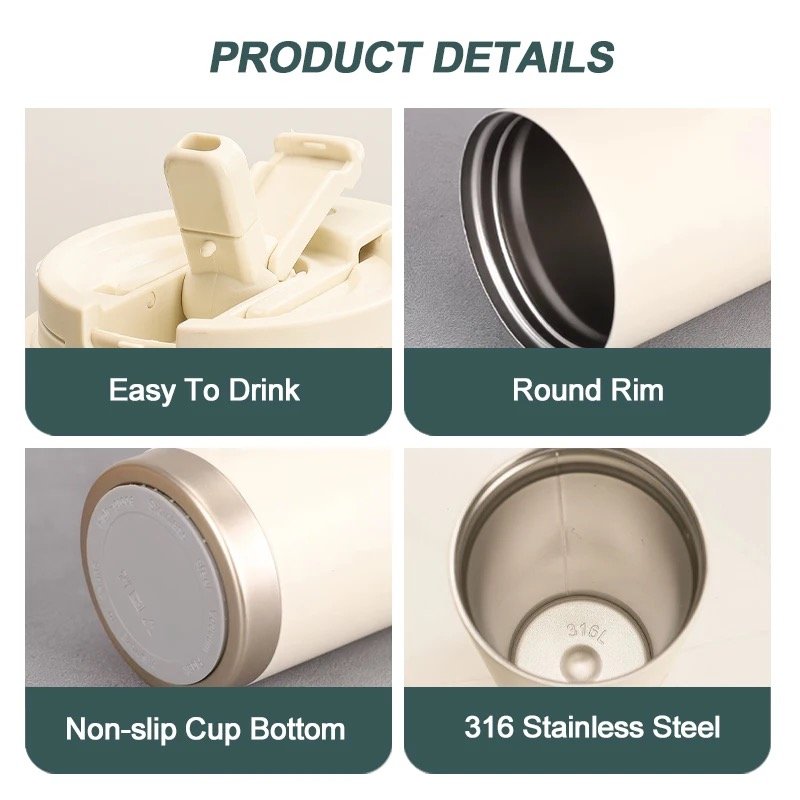 Custom Wholesale Eco-friendly Reusable Stainless Steel Insulated Double Wall Vacuum Mug Thermal Cup 18oz Coffee Mug With Straw