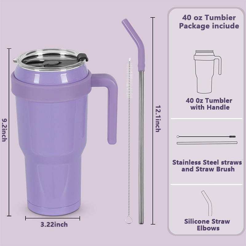 New Hot Seller 40oz Popular Tumbler with Handle & Straw 18/8 Vacuum Travel Car Mug