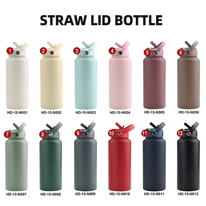 Custom Logo 32 oz stainless steel Insulated vacuum flask powder coated portable fancy water bottles