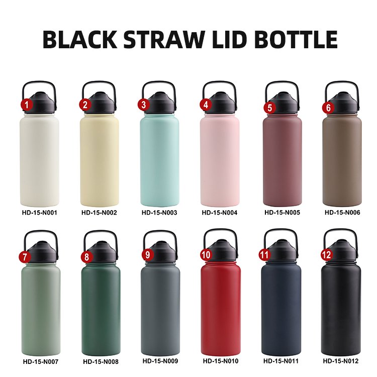 Custom Logo 32 oz stainless steel Insulated vacuum flask powder coated portable fancy water bottles