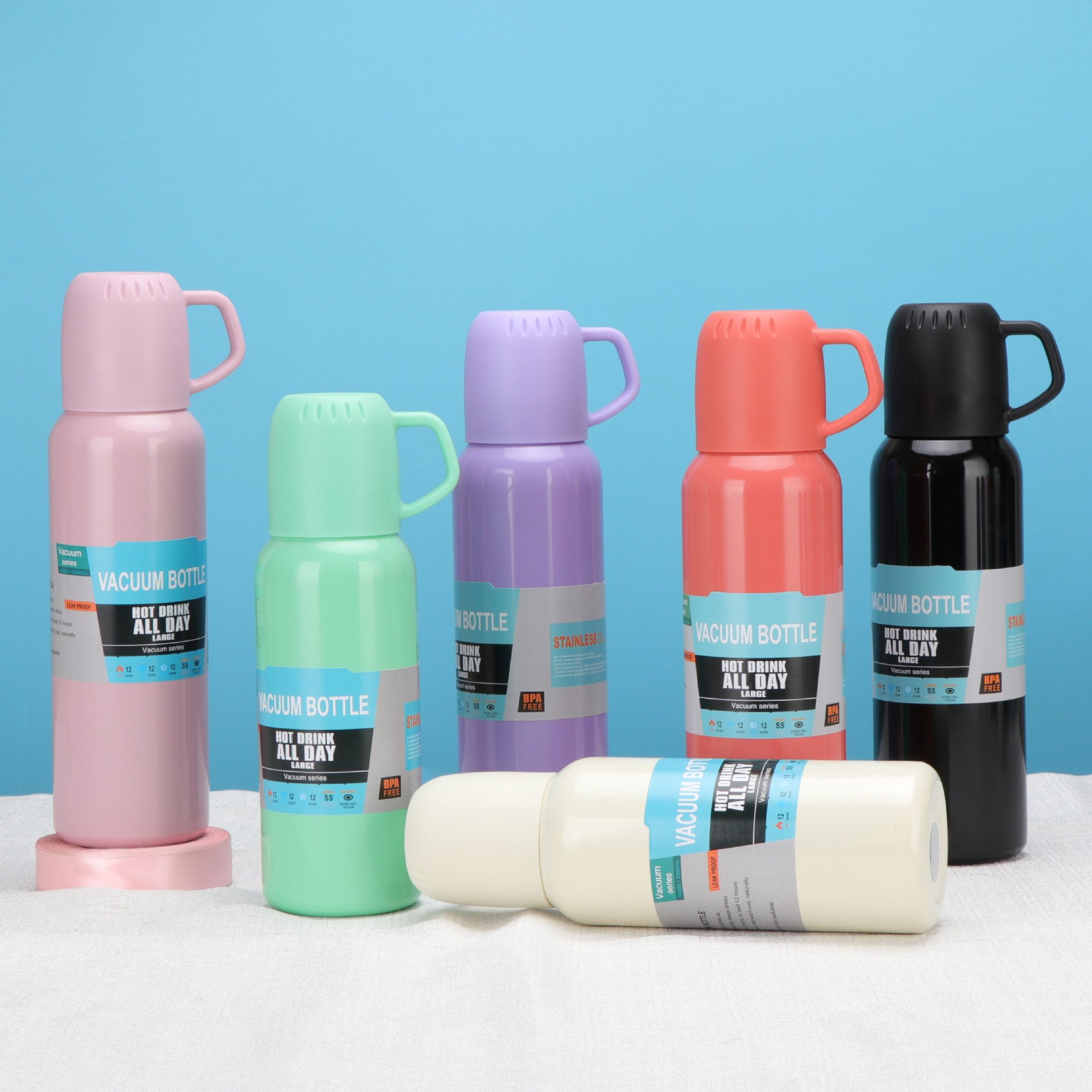 New arrival custom stainless steel 500ml gift set thermo termos vacuum flask with 2 cups