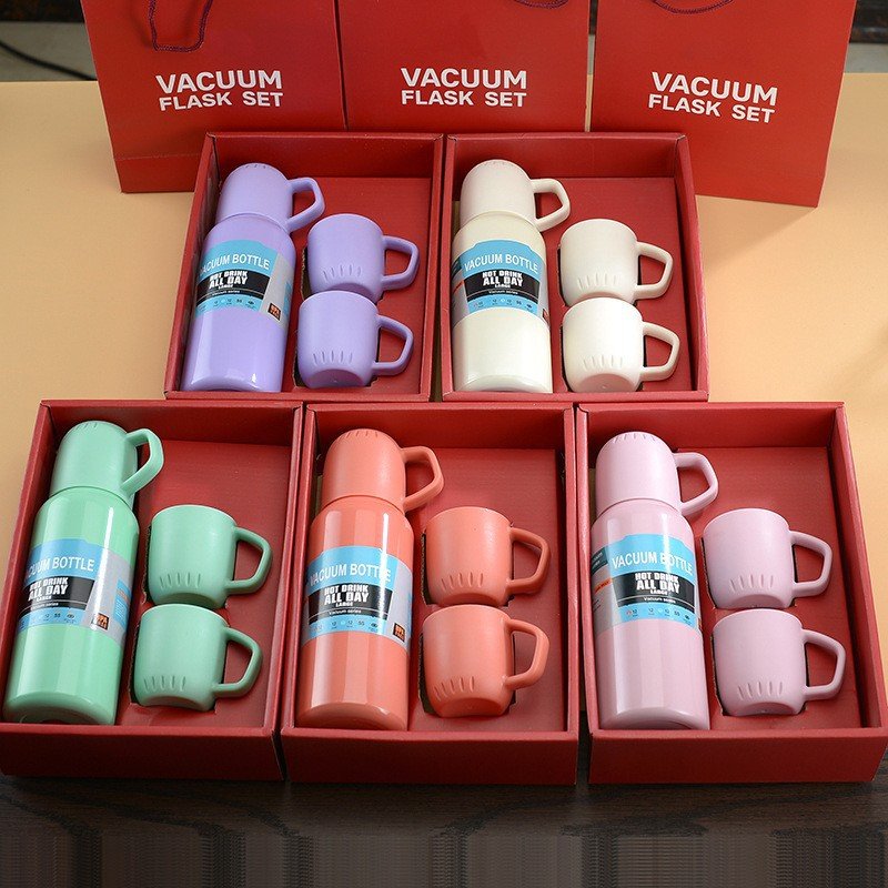 New arrival custom stainless steel 500ml gift set thermo termos vacuum flask with 2 cups